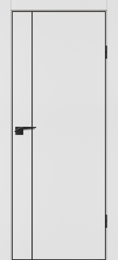 Межкомнатная дверь P-21  черный молдинг PET,  кромка ABS черная c 4-х ст. Белый матовый